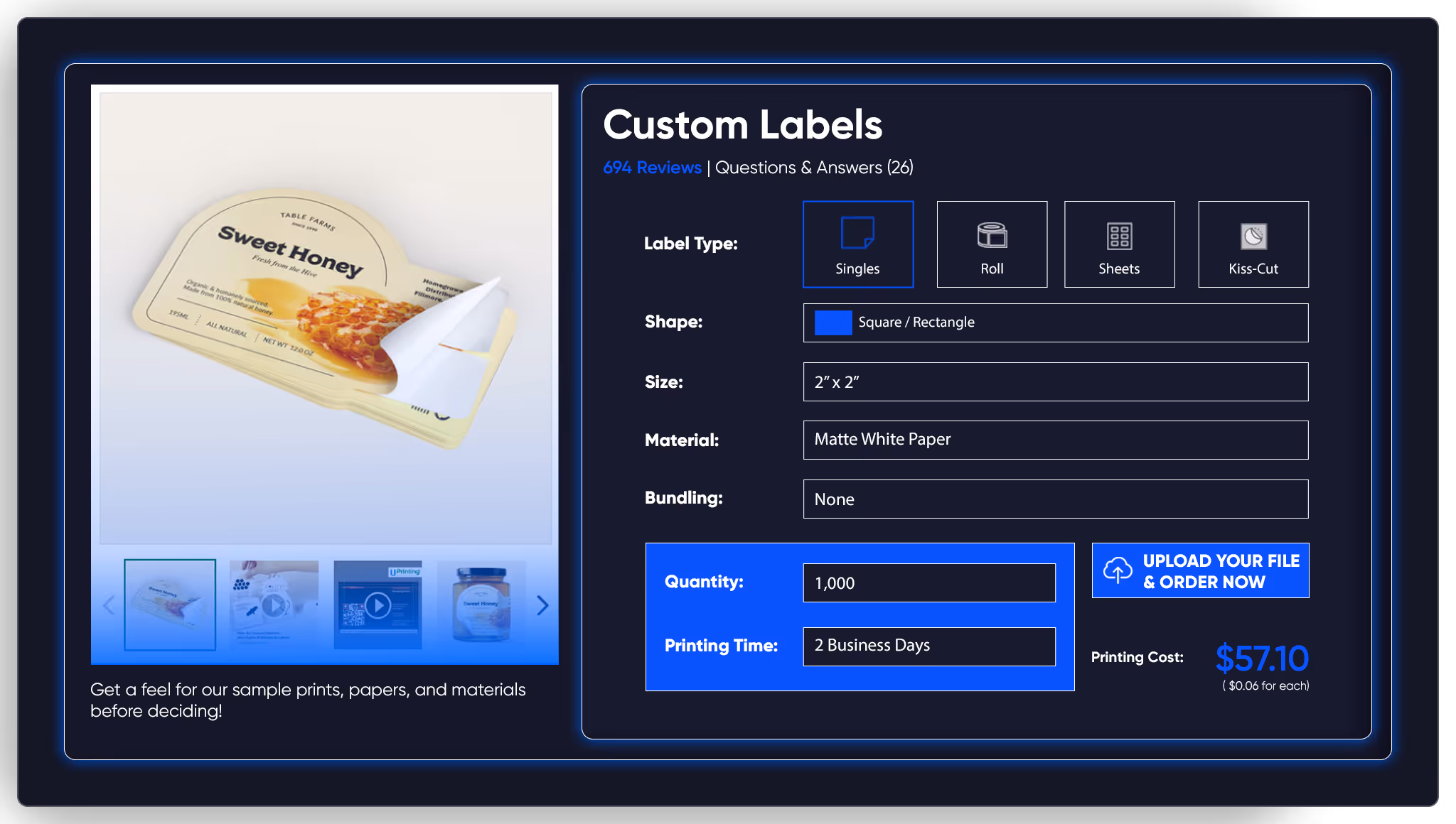 PrintNow automated pricing engine showing real-time calculator with customization options and instant quote generation