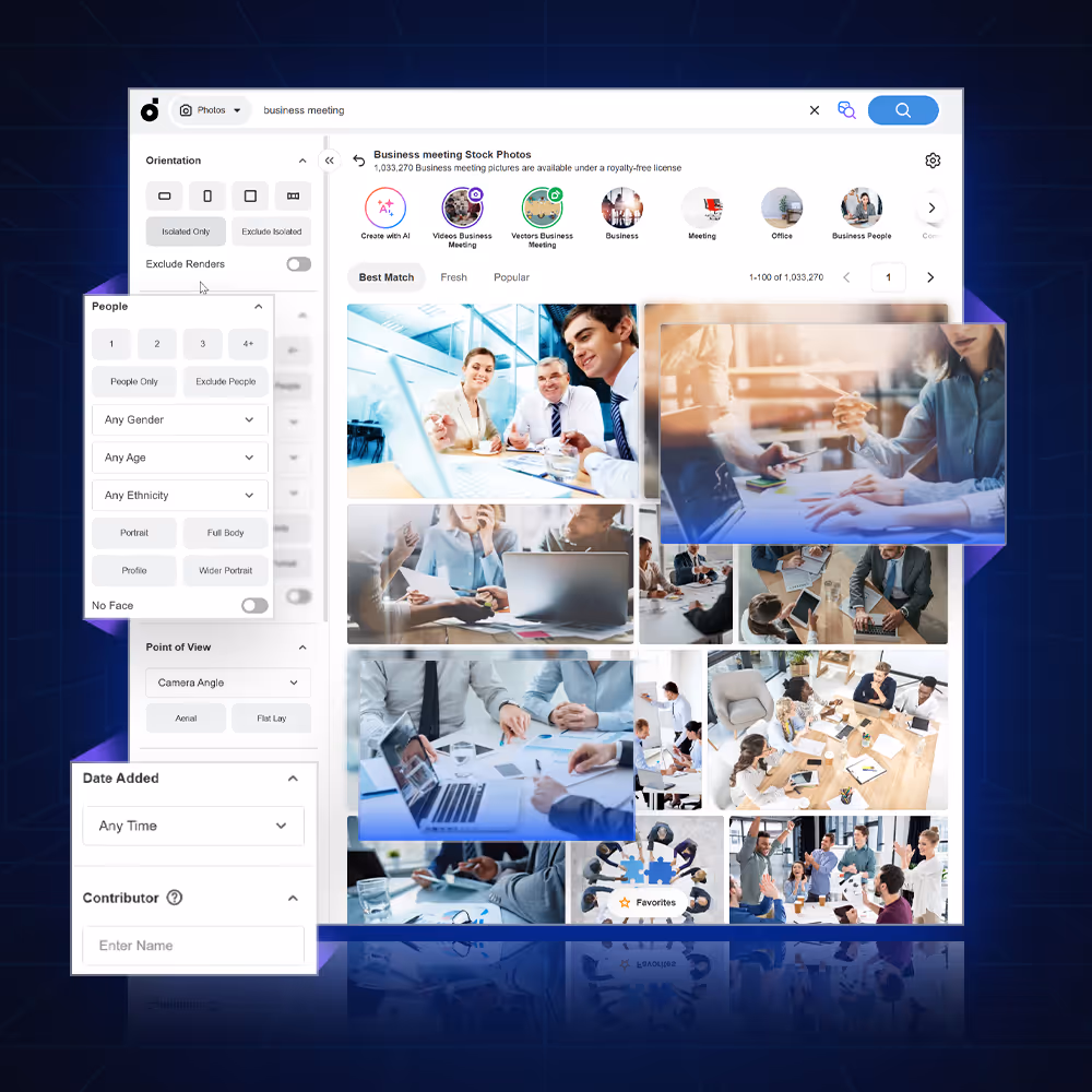 Stock photo and vector file search integrations