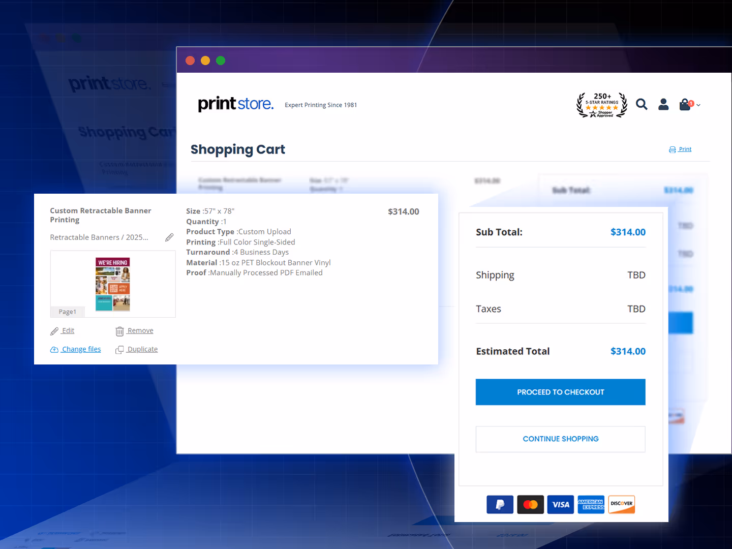 PrintNow checkout and shipping configuration interface
