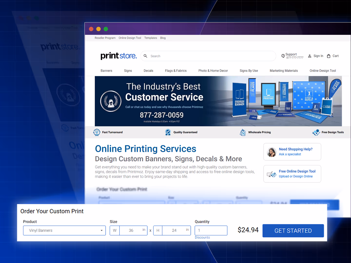 PrintNow admin dashboard showing order management and storefront tools