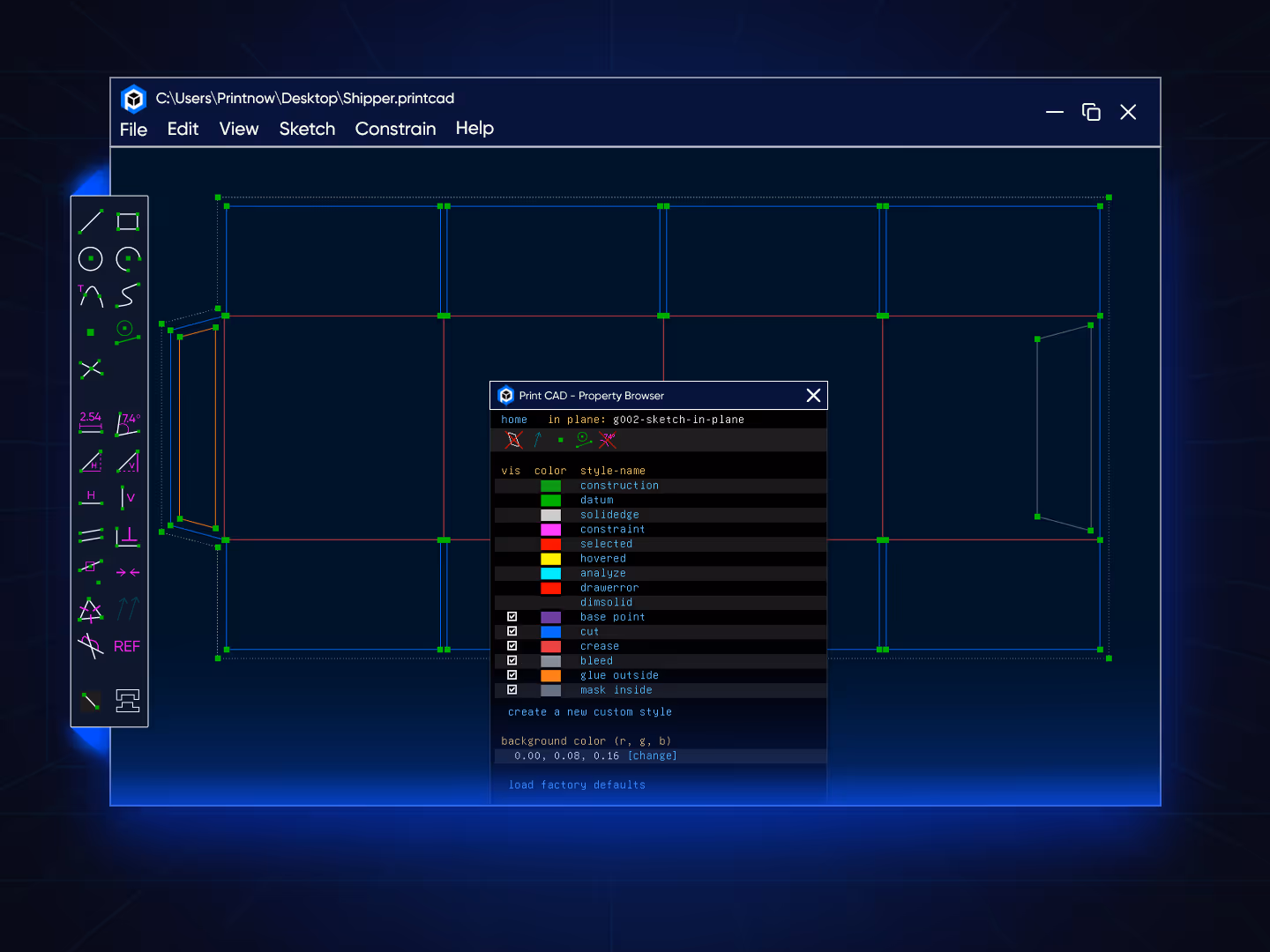 Assign line styles and create non-print masks & bleed areas