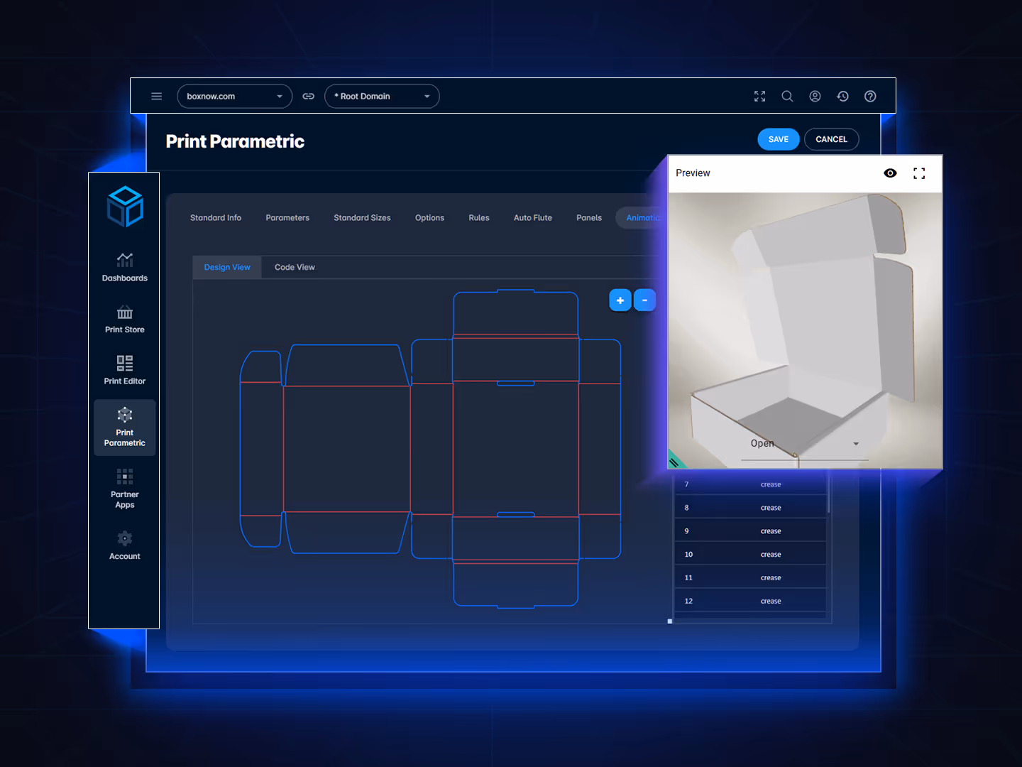Set panels, fold angles, and step animations