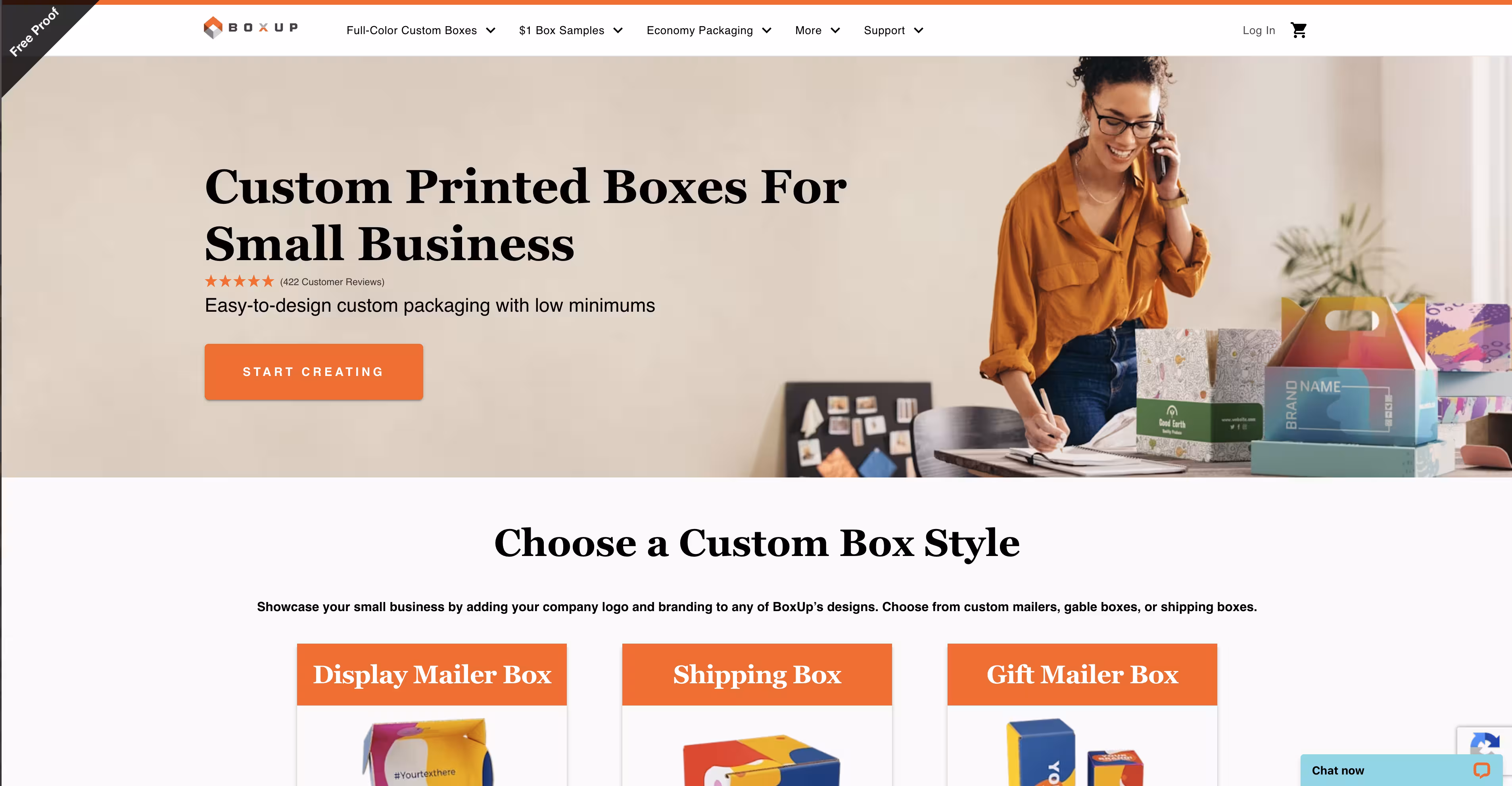 BoxUp web-to-print storefront layout — example of a theme PrintNow can recreate