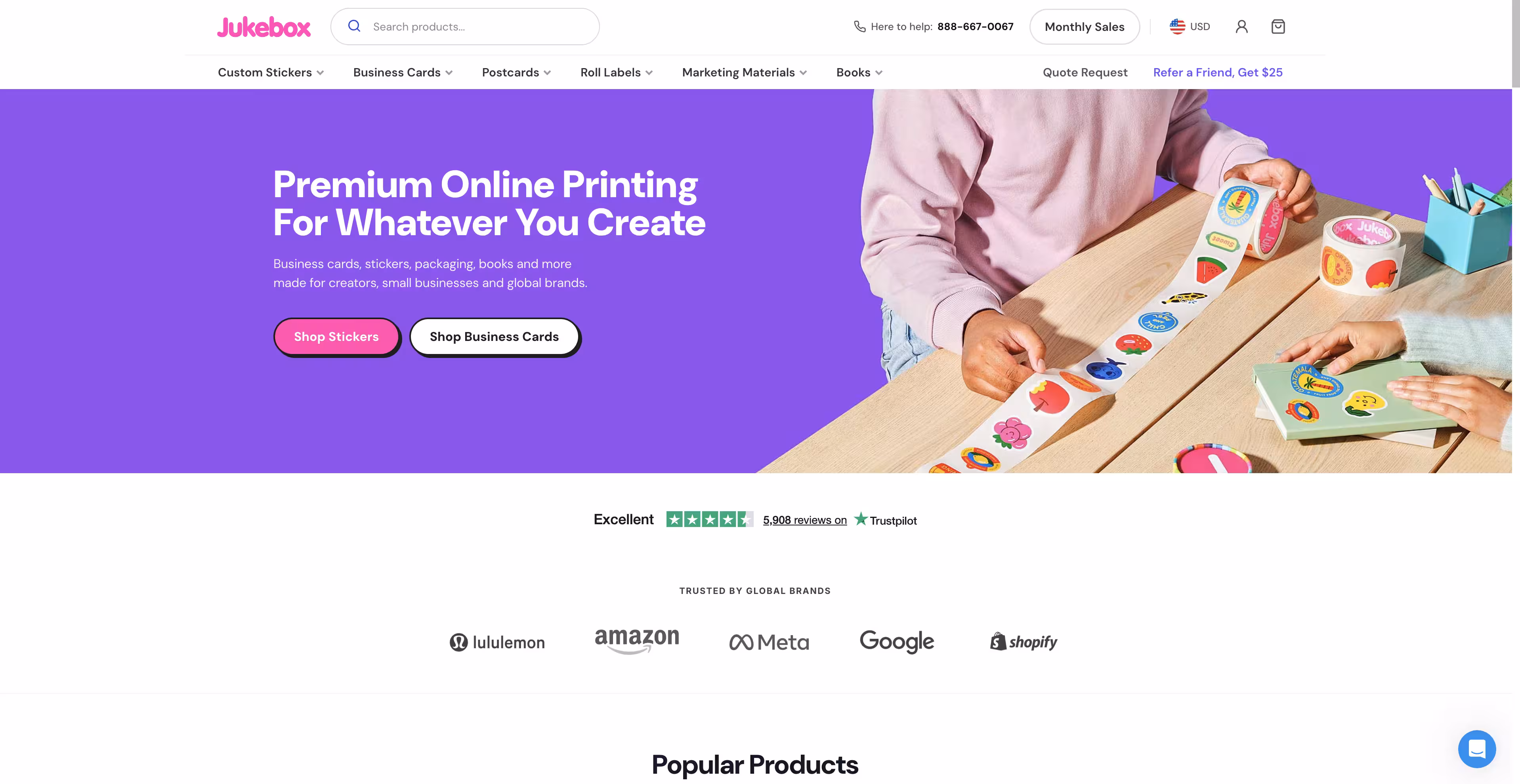 Jukebox web-to-print storefront layout — example of a theme PrintNow can recreate