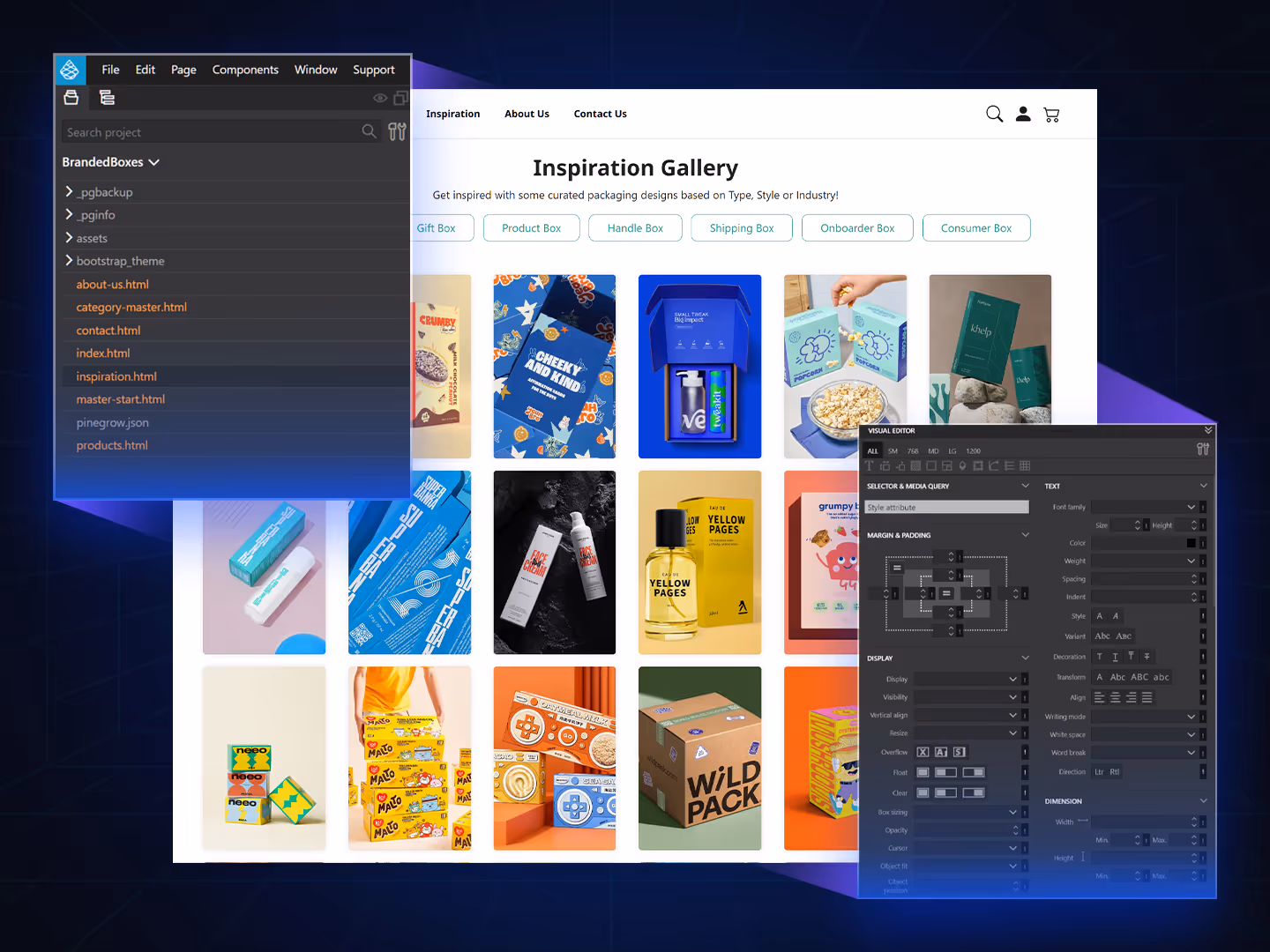 Design offline with visual tools & build custom themes