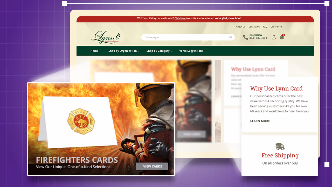 Lynn Card Company website powered by PrintNow