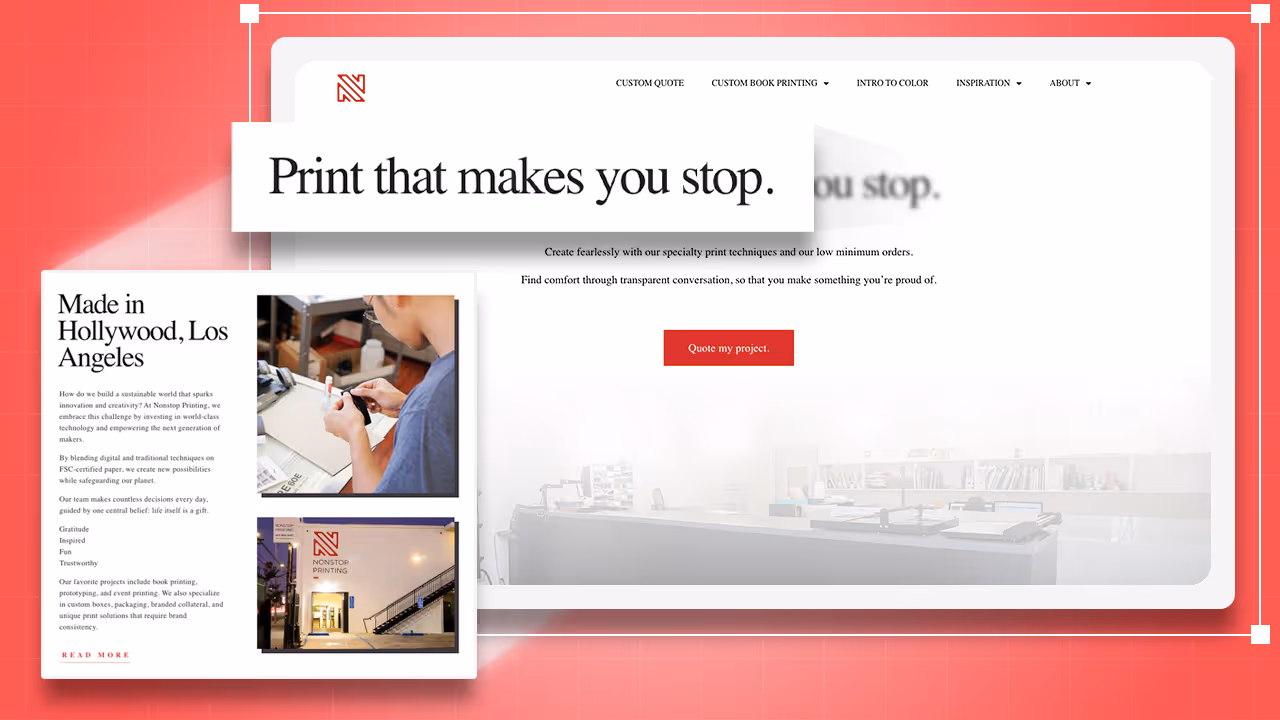 NonStop Printing website powered by PrintNow