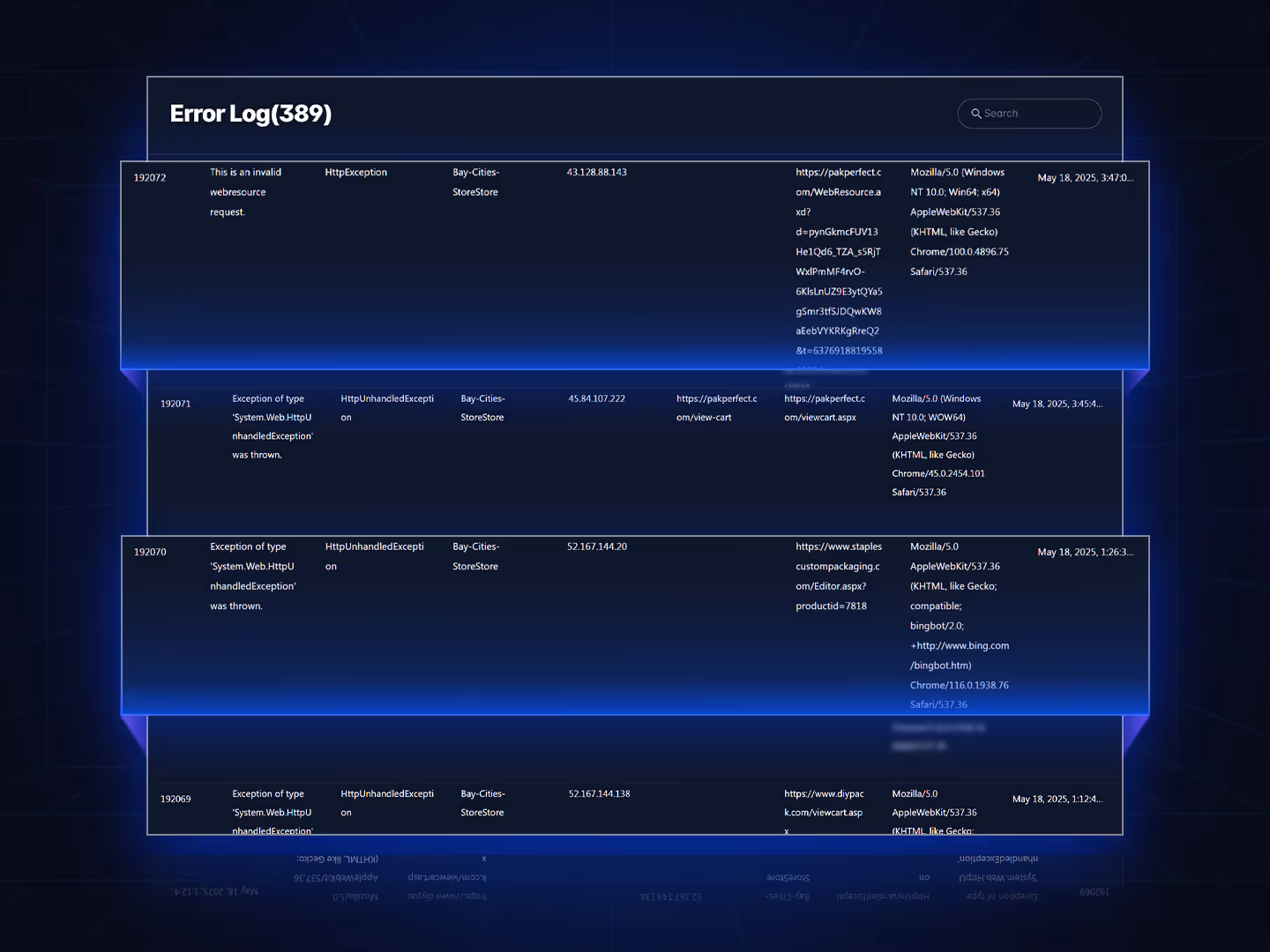 Access the error log to help solve issues with deployments