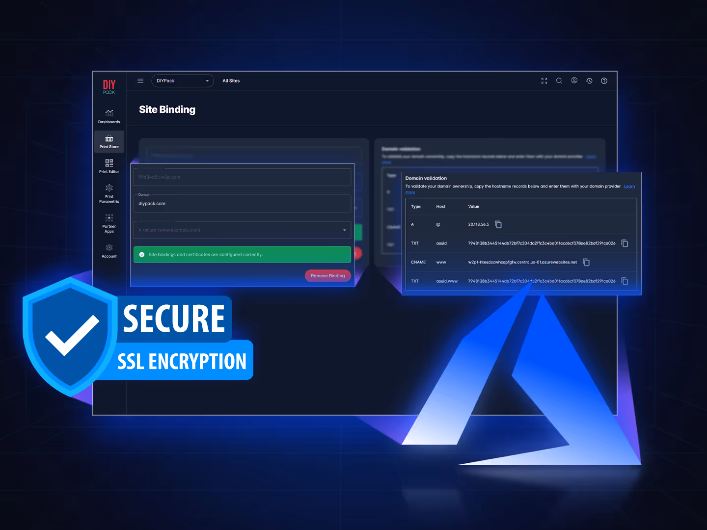 Add your custom site bindings and free SSL certificates
