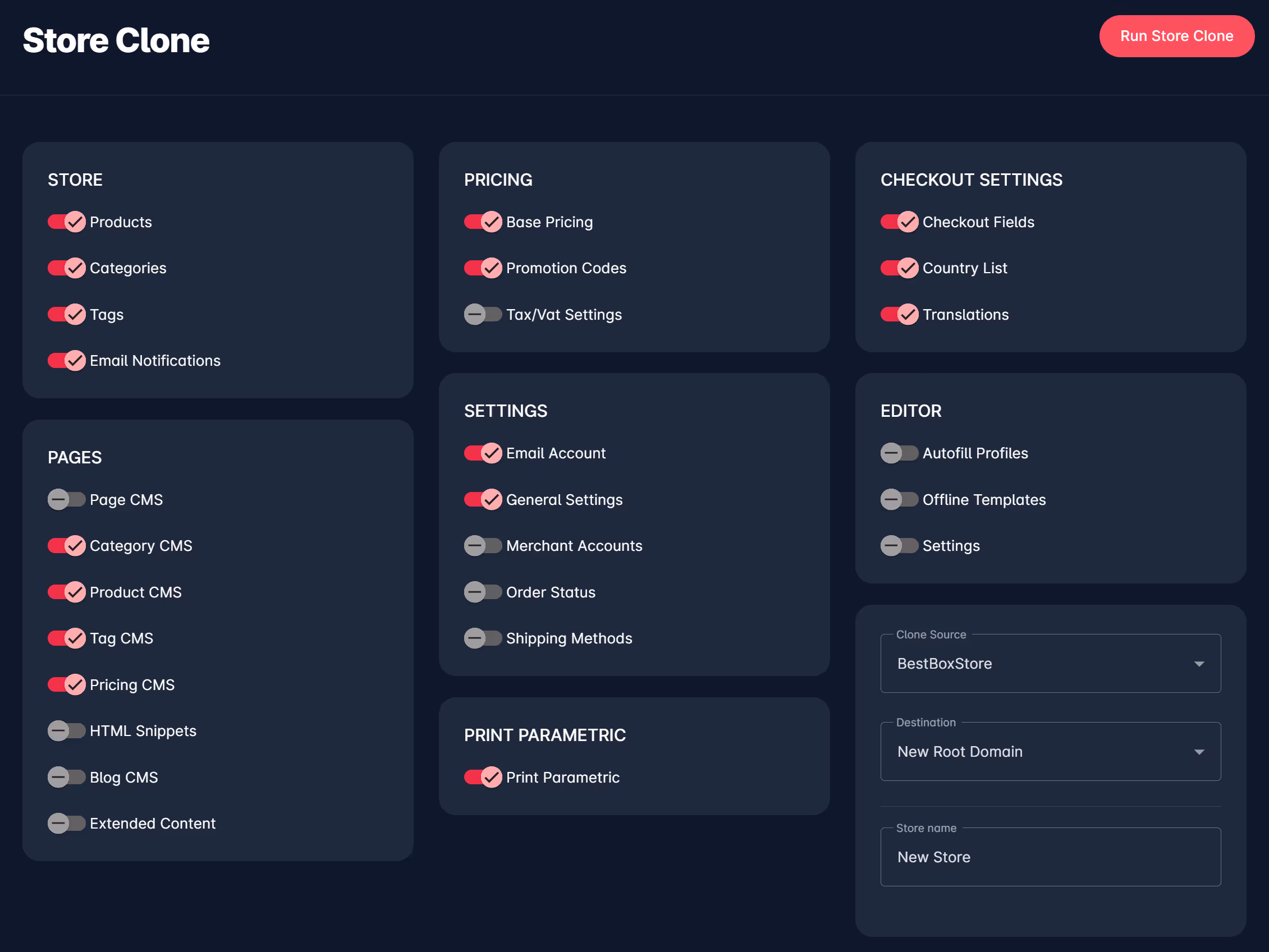 Use store clone for rapid deployments or site redesigns